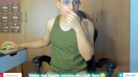 Snapshot of teddy_cowboy chatting on March 8, 8:35 pm  Follow me on Twitter boys ryder and instagram teddyscoot 12  online show from March 8, 8:35 pm